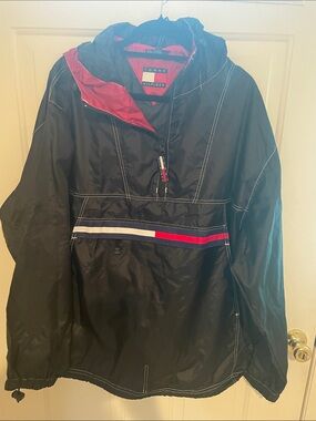 Tommy Hilfiger Black Men’s Hooded Windbreaker/Rain Jacket